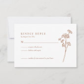 Elegant Wildflower Boho Burnt Sinaasappel Wedding RSVP Kaartje (Voorkant)