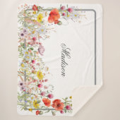 Elegant Wildflower Boho Custom Name Sherpa Deken (Voorkant)