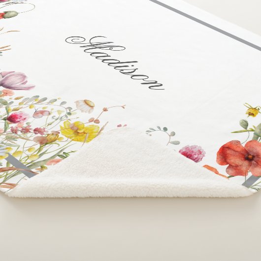 Elegant Wildflower Boho Custom Name Sherpa Deken (3/4)