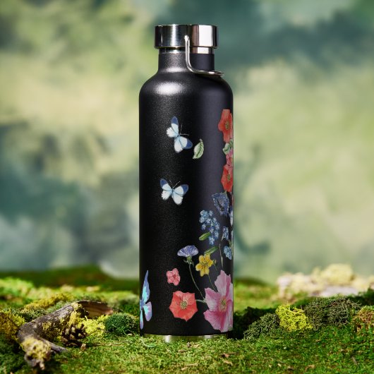 Elegant Wildflower Boho Floral Butterfly Greenery Waterfles (Buiten)