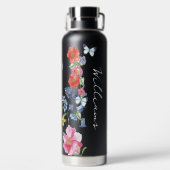 Elegant Wildflower Boho Floral Butterfly Greenery Waterfles (Achterkant)