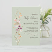 Elegant Wildflower Boho Sage Baby shower Kaart (Staand voorkant)