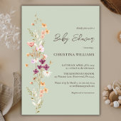 Elegant Wildflower Boho Sage Baby shower Kaart