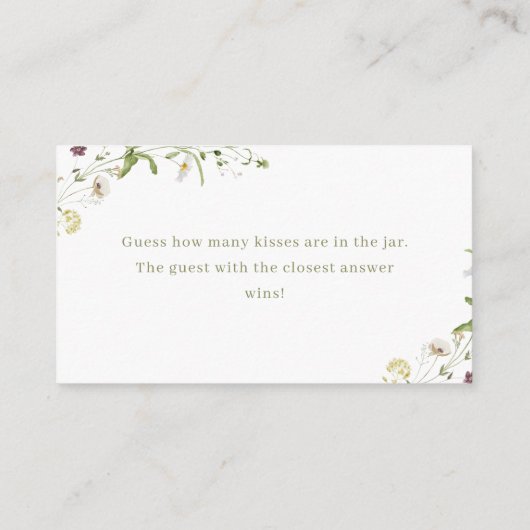 Elegant Wildflower boho schat hoeveel kissenspel Informatiekaartje (Achterkant)