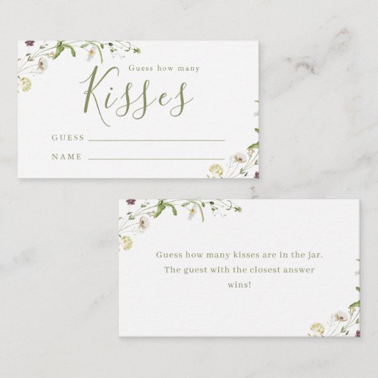 Elegant Wildflower boho schat hoeveel kissenspel Informatiekaartje (Voorkant / Achterkant)