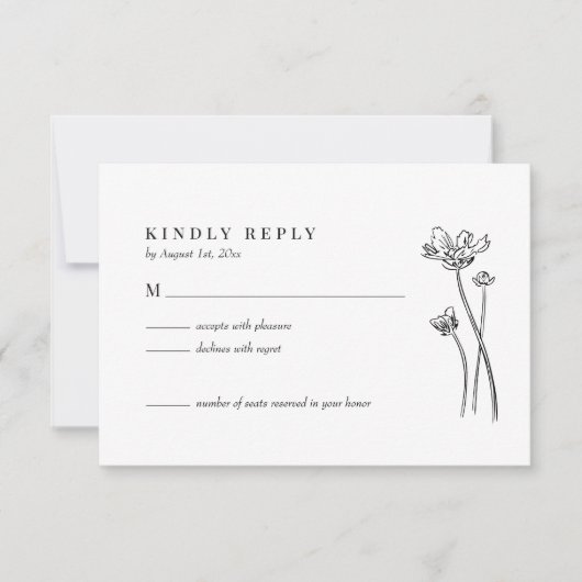 Elegant Wildflower Boho Wedding RSVP Kaart (Voorkant)