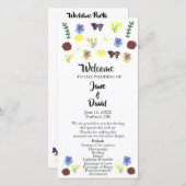 Elegant Wildflower Boho Witte Huwelijksprogramma (Voorkant / Achterkant)