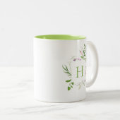 Elegant Wildflower Botanical Monogram Tweekleurige Koffiemok (Voorkant rechts)