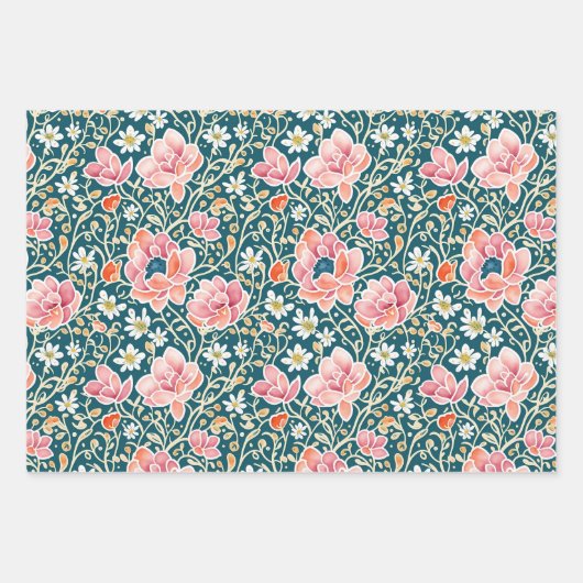 Elegant  Wildflower Botanical Pattern Inpakpapier Vel (Voorkant 3)