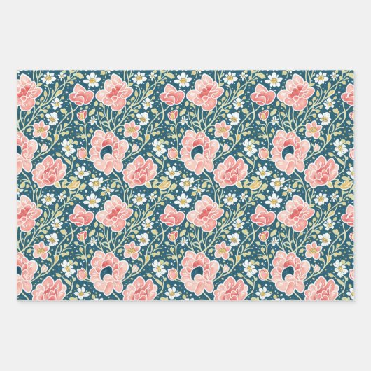 Elegant  Wildflower Botanical Pattern Inpakpapier Vel (Voorkant 2)