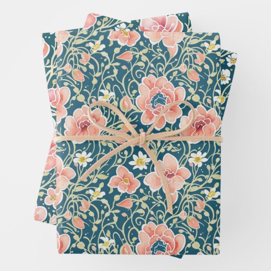 Elegant  Wildflower Botanical Pattern Inpakpapier Vel (In situ)