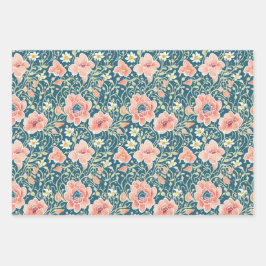 Elegant  Wildflower Botanical Pattern Inpakpapier Vel