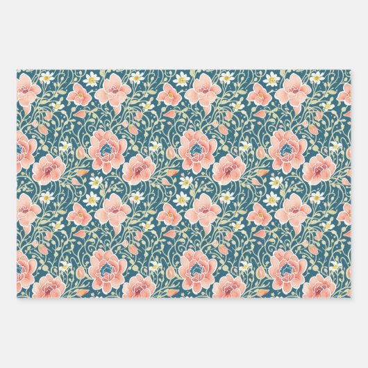 Elegant  Wildflower Botanical Pattern Inpakpapier Vel (Voorkant)