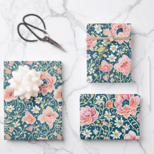 Elegant  Wildflower Botanical Pattern Inpakpapier Vel
