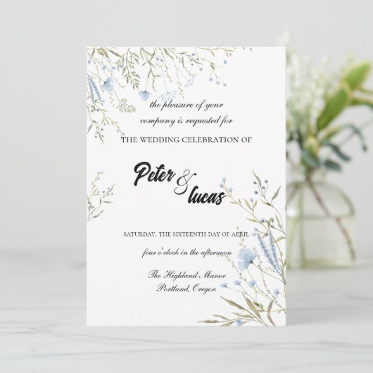 Elegant Wildflower Botanical Weddenschap Kaart (Staand voorkant)