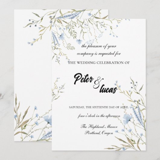 Elegant Wildflower Botanical Weddenschap Kaart (Voorkant / Achterkant)