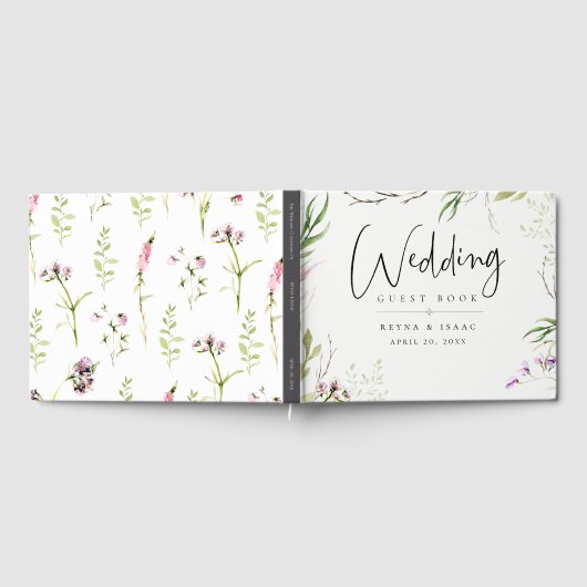 Elegant Wildflower Botanical Wedding Gastenboek (Volledig)