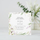 Elegant Wildflower Botanical Wedding Kaart (Staand voorkant)