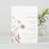 Elegant Wildflower Botanical Wedding Kaart (Staand voorkant)
