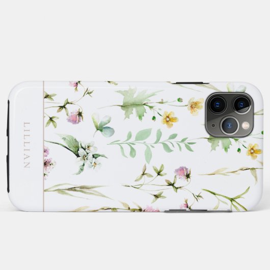 Elegant Wildflower Botanisch Patroon Case-Mate iPhone Case (Achterkant (horizontaal))