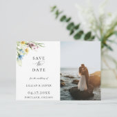 Elegant Wildflower Botanische foto slaat de datum  Aankondiging (Staand voorkant)