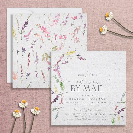 Elegant Wildflower Bridal Script Showby Mail Kaart