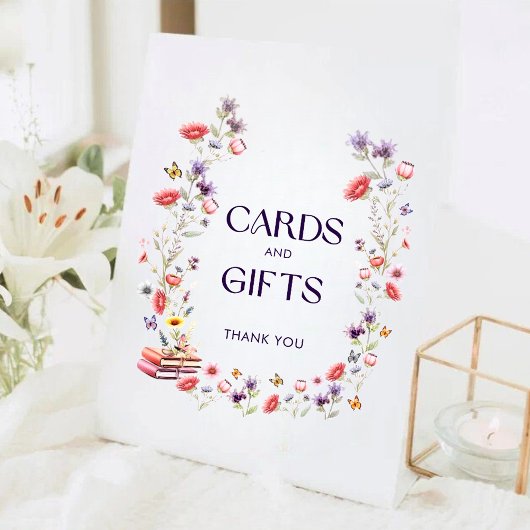 Elegant Wildflower Bridal Shower Cards and Gifts Reclamebord Met Voetstuk