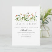 Elegant Wildflower Bridal Shower Invitation Kaart (Staand voorkant)