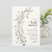 Elegant Wildflower Bridal Shower Invitation Kaart (Staand voorkant)