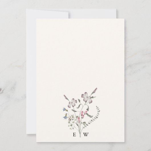 Elegant Wildflower Bridal Shower Invitation Kaart (Achterkant)