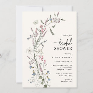 Elegant Wildflower Bridal Shower Invitation Kaart