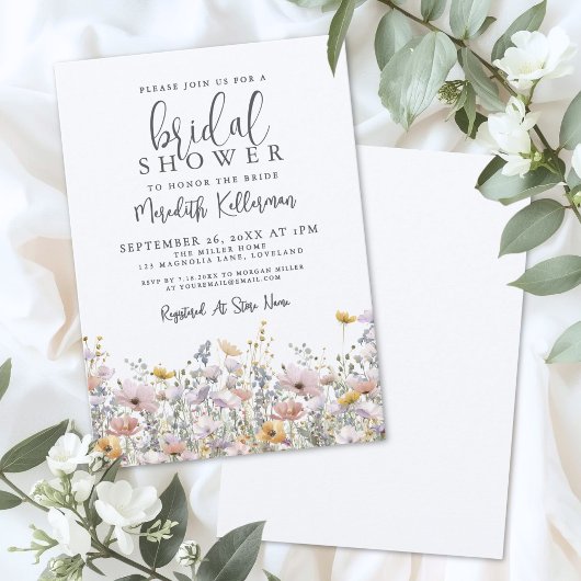 Elegant Wildflower Bridal Shower Kaart