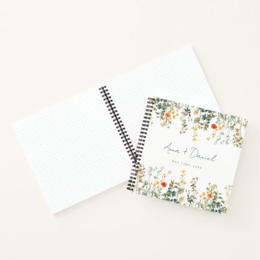 Elegant Wildflower bruiloft gastenboek Notitieboek (Binnen)