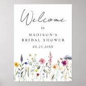 Elegant Wildflower Bruiloft Welkom Bord Poster (Voorkant)