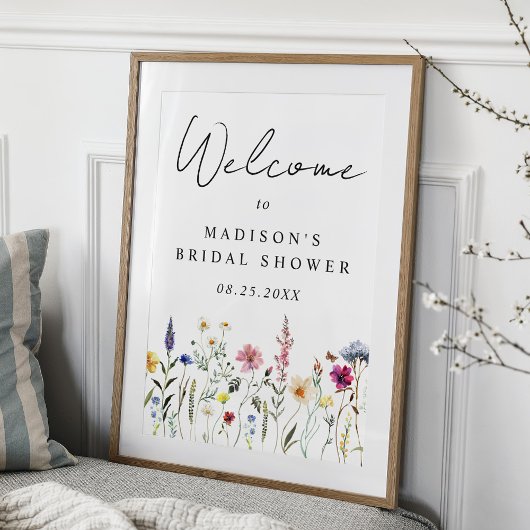 Elegant Wildflower Bruiloft Welkom Bord Poster