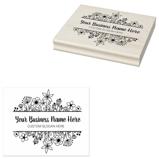 Elegant Wildflower Business Modern Script Rubberstempel (Gestempeld)