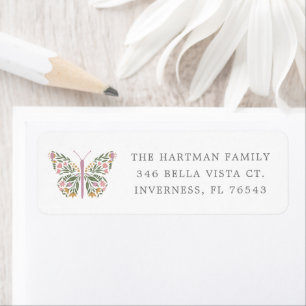 Elegant Wildflower Butterfly Retouradres Etiket