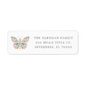 Elegant Wildflower Butterfly Retouradres Etiket (Voorkant)