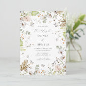 Elegant Wildflower Calligraphy Wedding Kaart (Staand voorkant)