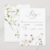 Elegant Wildflower Calligraphy Wedding RSVP Kaart (Voorkant / Achterkant)