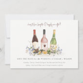 Elegant Wildflower Cheers to Love Wine Botles Save The Date (Voorkant)
