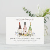 Elegant Wildflower Cheers to Love Wine Botles Save The Date (Staand voorkant)