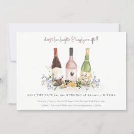 Elegant Wildflower Cheers to Love Wine Botles Save The Date