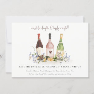 Elegant Wildflower Cheers to Love Wine Botles Save The Date