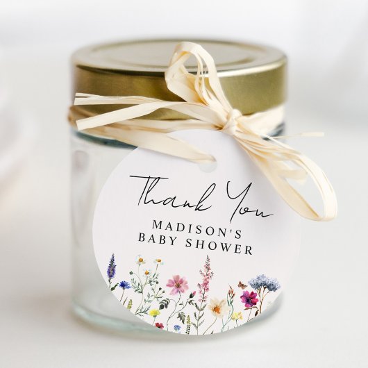 Elegant Wildflower Cream Baby shower Dank u Bedankjes Labels
