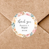 Elegant Wildflower Custom Wedding Dank u Ronde Sticker