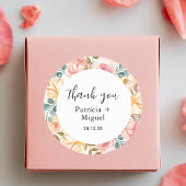 Elegant Wildflower Custom Wedding Dank u Ronde Sticker