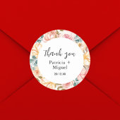 Elegant Wildflower Custom Wedding Dank u Ronde Sticker