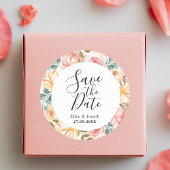 Elegant Wildflower Custom Wedding Sla de datum op Ronde Sticker