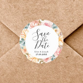 Elegant Wildflower Custom Wedding Sla de datum op Ronde Sticker